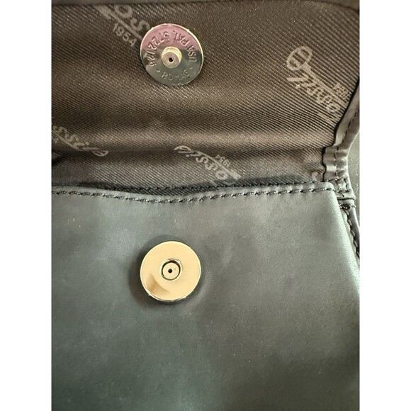 Vintage Fossil Satchel Purse Genuine Leather Black Snap Closure 75082 Handcrafte - Picture 9 of 16